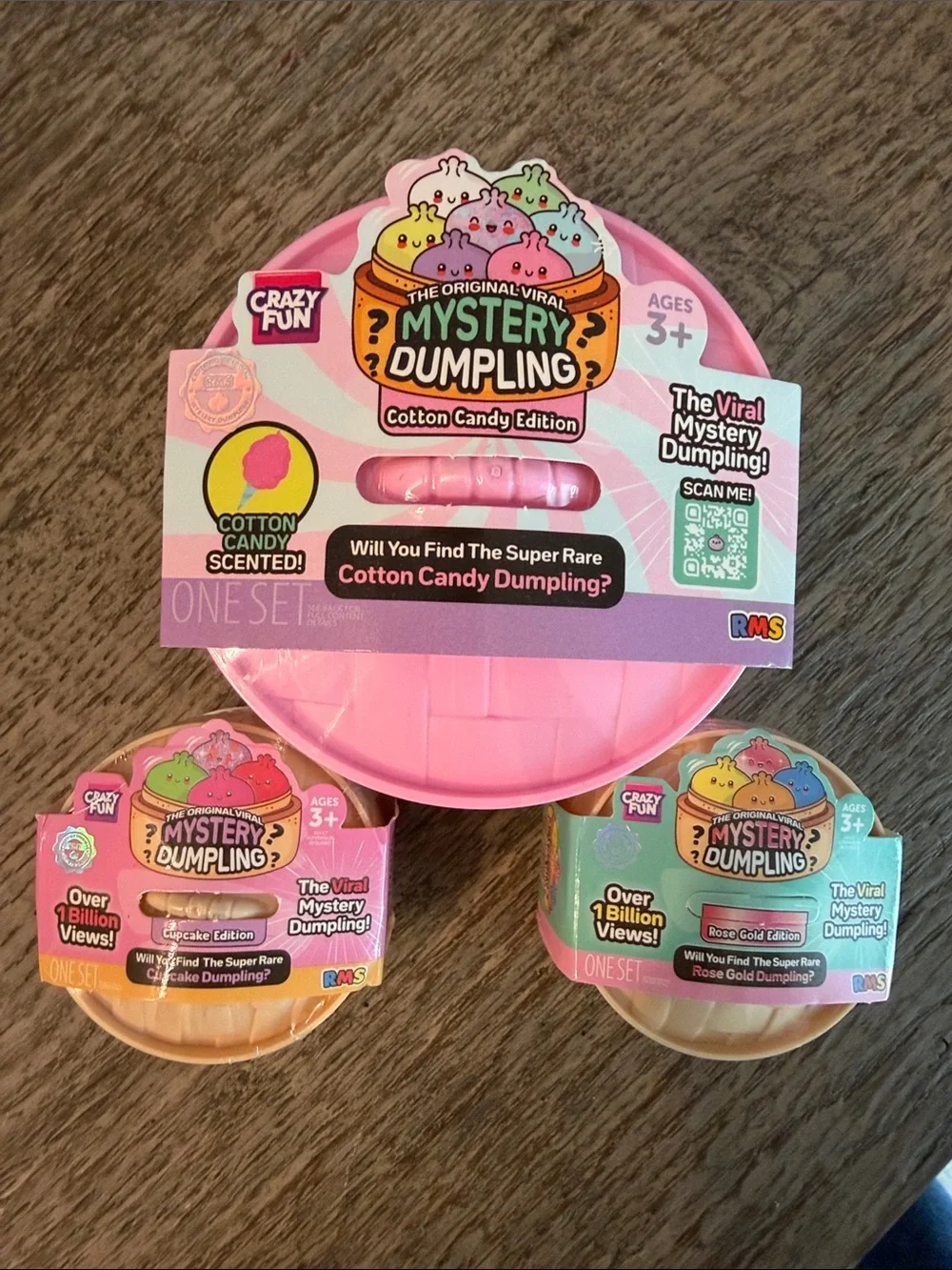 RMS Crazy Fun Mystery Dumpling Cotton Candy Bao Bun Mini Cupcake Rose Gold Set